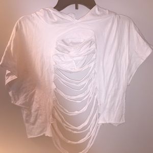 Distressed crop top with hoodie